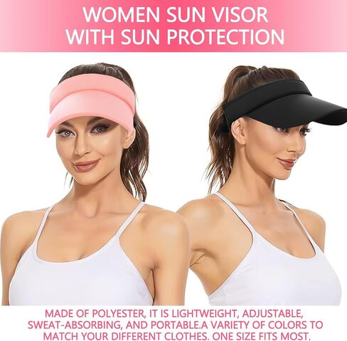 Visor Hats for Women/Men Sun Protection UPF 50+ Wide Brim Sport Hats Adjustable Empty Top Cap for Golf, Running in Saudi Arabia