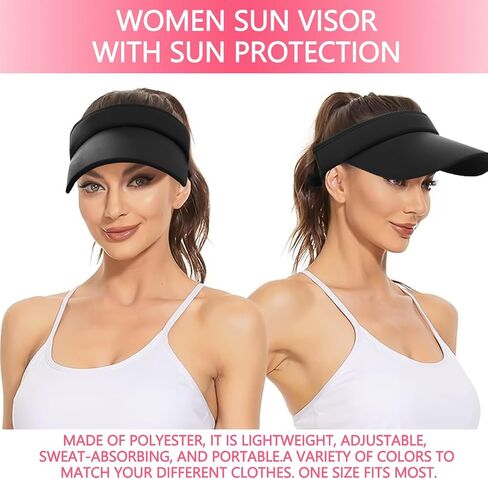 Visor Hats for Women/Men Sun Protection UPF 50+ Wide Brim Sport Hats Adjustable Empty Top Cap for Golf, Running in Saudi Arabia