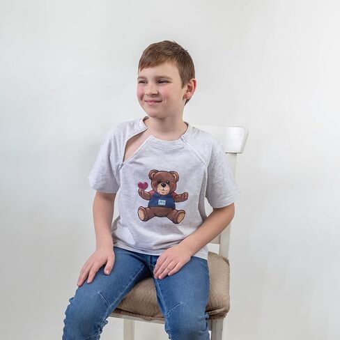 MandMcares Kid's Chemo T-Shirt with Chest Port Access | Dialysis Clothing with Chest Zippers for Catheter Easy Access in Saudi Arabia
