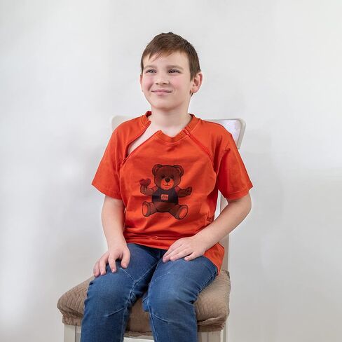 تي شيرت العلاج الكيميائي للأطفال من MandMcares مع إمكانية الوصول إلى منفذ الصدر | ملابس غسيل الكلى مزودة بسحابات على الصدر لسهولة الوصول إلى القسطرة in Kuwait