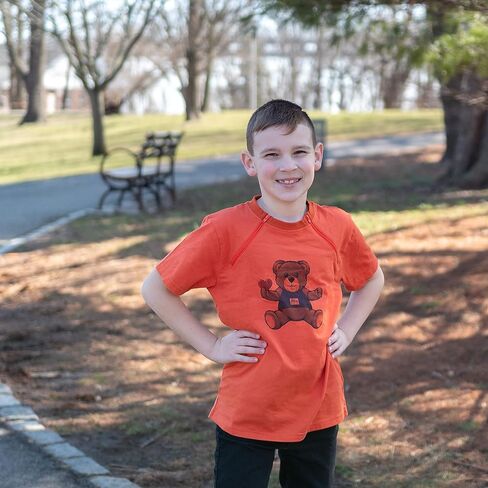 تي شيرت العلاج الكيميائي للأطفال من MandMcares مع إمكانية الوصول إلى منفذ الصدر | ملابس غسيل الكلى مزودة بسحابات على الصدر لسهولة الوصول إلى القسطرة in Kuwait