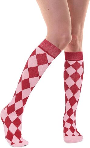 البنفسجي ضباب مضحك Argyle جوارب طويلة إلى الركب للنساء الفتيات الجدة الملونة Argyle منقوشة الركبة عالية أنبوب جوارب رياضية هدية in Kuwait
