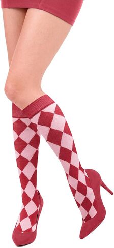 البنفسجي ضباب مضحك Argyle جوارب طويلة إلى الركب للنساء الفتيات الجدة الملونة Argyle منقوشة الركبة عالية أنبوب جوارب رياضية هدية in Kuwait