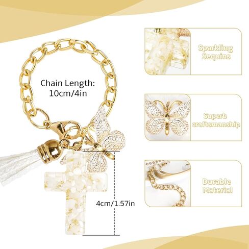 OSVINO 2PCS Charm Accessories for Stanley Cup, Cross-Shaped Keychain with Bling Butterfly Chain for Stanley Tumbler Handle in Saudi Arabia
