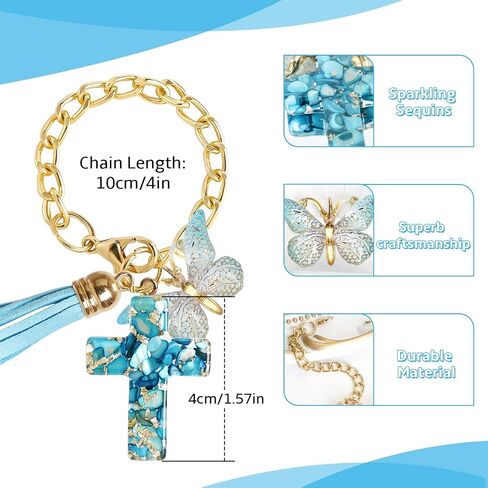 OSVINO 2PCS Charm Accessories for Stanley Cup, Cross-Shaped Keychain with Bling Butterfly Chain for Stanley Tumbler Handle in Saudi Arabia