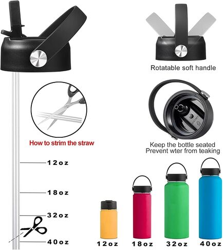 Straw Lid Compatible with Hydro Flask 32 40 oz Wide Mouth Water Bottle, Top Replacement Lid with Straws, Flex Straws Cap with Straws, Wide Mouth Straw Lid for Hydro Flask Bottle in Saudi Arabia