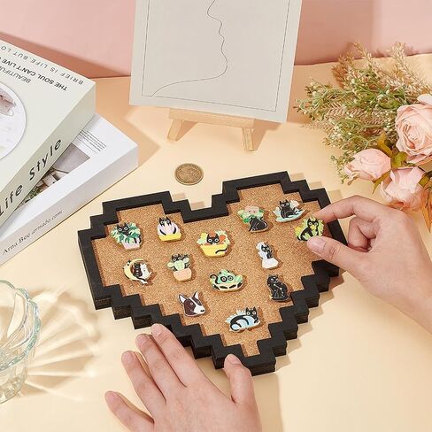 BENECREAT Pin Board Square Cork Board, 0.8inch Thick Bulletin Display Board Wall Mounted Cork Board for Brooch Pin Storage, Office Home Festival Wedding Decor, 7.8x7.8inch in Kuwait