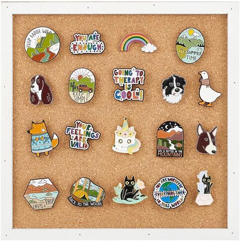 BENECREAT Pin Board Square Cork Board, 0.8inch Thick Bulletin Display Board Wall Mounted Cork Board for Brooch Pin Storage, Office Home Festival Wedding Decor, 7.8x7.8inch in Kuwait