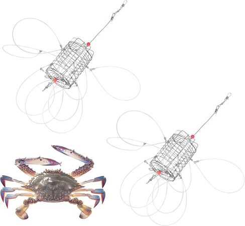 Jahy2Tech 2 حزمة مصيدة سرطان البحر مع 8 حلقات لسرطان الصخور، وسرطان البحر، وسرطان البحر الأزرق، وسرطان البحر الأحمر، وأفخاخ سرطان البحر قابلة لإعادة الاستخدام لقضبان الصيد، مقاومة للماء والتآكل in Kuwait