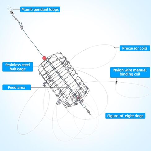 Jahy2Tech 2 حزمة مصيدة سرطان البحر مع 8 حلقات لسرطان الصخور، وسرطان البحر، وسرطان البحر الأزرق، وسرطان البحر الأحمر، وأفخاخ سرطان البحر قابلة لإعادة الاستخدام لقضبان الصيد، مقاومة للماء والتآكل in Kuwait