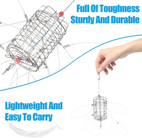 Jahy2Tech 2 حزمة مصيدة سرطان البحر مع 8 حلقات لسرطان الصخور، وسرطان البحر، وسرطان البحر الأزرق، وسرطان البحر الأحمر، وأفخاخ سرطان البحر قابلة لإعادة الاستخدام لقضبان الصيد، مقاومة للماء والتآكل in Kuwait