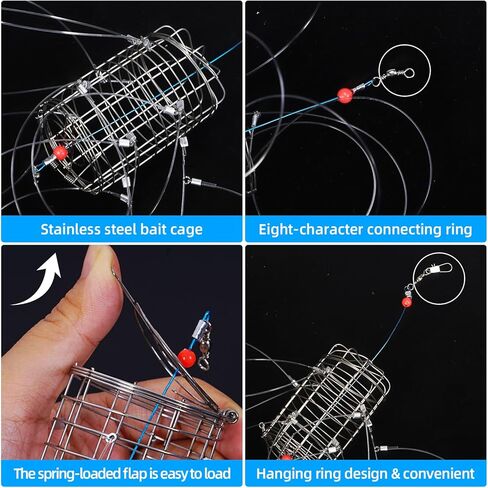 Jahy2Tech 2 حزمة مصيدة سرطان البحر مع 8 حلقات لسرطان الصخور، وسرطان البحر، وسرطان البحر الأزرق، وسرطان البحر الأحمر، وأفخاخ سرطان البحر قابلة لإعادة الاستخدام لقضبان الصيد، مقاومة للماء والتآكل in Kuwait