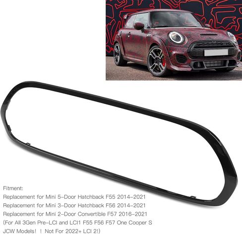 Qiilu Front Grille Grill Frame Surround 51137449207 Gloss Black Replacement for Mini F55 F56 F57 One Cooper S JCW 2014+ in Saudi Arabia