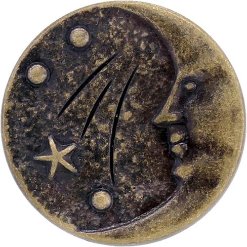 Bezelry 12 Pieces Starry Night Man in The Moon Metal Shank Buttons. 20mm (3/4 inch) (Antique Copper) in Kuwait