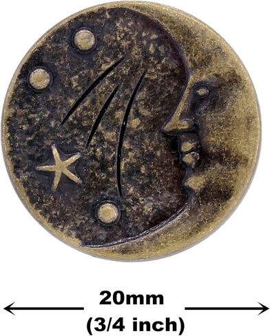Bezelry 12 Pieces Starry Night Man in The Moon Metal Shank Buttons. 20mm (3/4 inch) (Antique Copper) in Kuwait