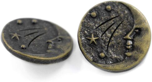 Bezelry 12 Pieces Starry Night Man in The Moon Metal Shank Buttons. 20mm (3/4 inch) (Antique Copper) in Kuwait