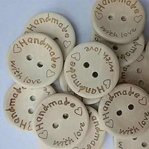 Fangfang 100pcs Handmade 2 Holes Wooden Sewing Buttons With Love Scrapbook DIY Button Craft (15mm) in Saudi Arabia