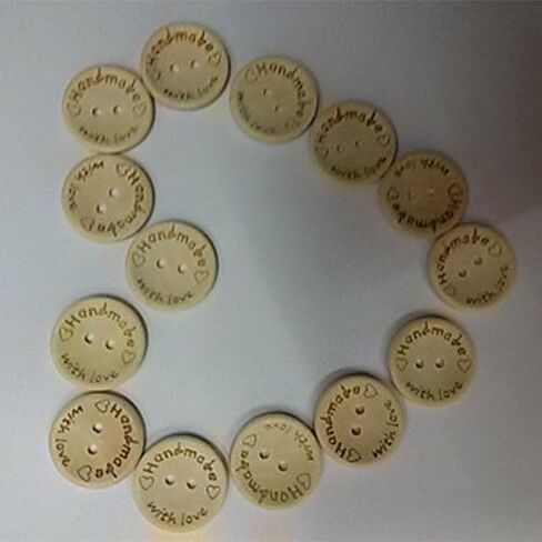 Fangfang 100pcs Handmade 2 Holes Wooden Sewing Buttons With Love Scrapbook DIY Button Craft (15mm) in Saudi Arabia