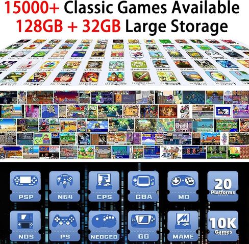 وحدة تحكم ألعاب ريترو R36S محمولة بنظام Linux مع بطاقة TF سعة 32+128 جيجا بايت، وحدة تحكم ألعاب فيديو كلاسيكية GamesRetro 20000+، شاشة IPS مقاس 3.5 بوصة، نظام Linux وحدة تحكم ألعاب ريترو in Kuwait