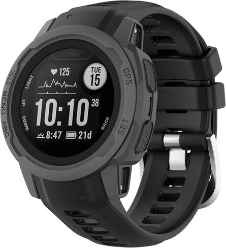 MOTONG متوافق مع حزام استبدال Garmin غريزة 2S - حزام ساعة معصم بديل من السيليكون متوافق مع Garmin غريزة 2S (سيليكون أسود) in Kuwait