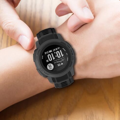 MOTONG متوافق مع حزام استبدال Garmin غريزة 2S - حزام ساعة معصم بديل من السيليكون متوافق مع Garmin غريزة 2S (سيليكون أسود) in Kuwait