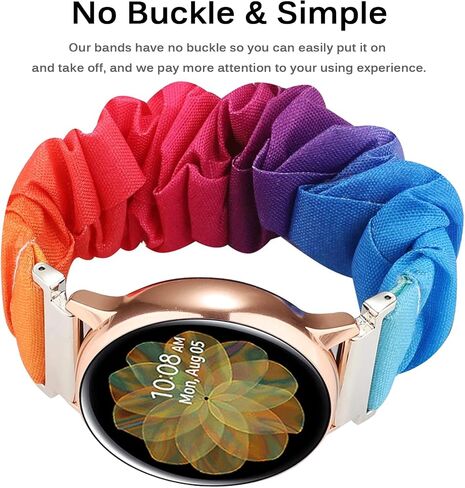 Miimall 20mm Scrunchie Band Compatible for Samsung Galaxy Watch 6/5/4 40mm 44mm, Watch 5 Pro, Watch 6/4 Classic, Watch Active 2, Elastic Scrunchy Band for Galaxy Watch 42mm/Watch 3 41mm (Leopard) in Saudi Arabia