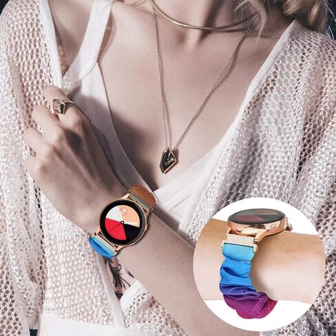 Miimall 20mm Scrunchie Band Compatible for Samsung Galaxy Watch 6/5/4 40mm 44mm, Watch 5 Pro, Watch 6/4 Classic, Watch Active 2, Elastic Scrunchy Band for Galaxy Watch 42mm/Watch 3 41mm (Leopard) in Saudi Arabia