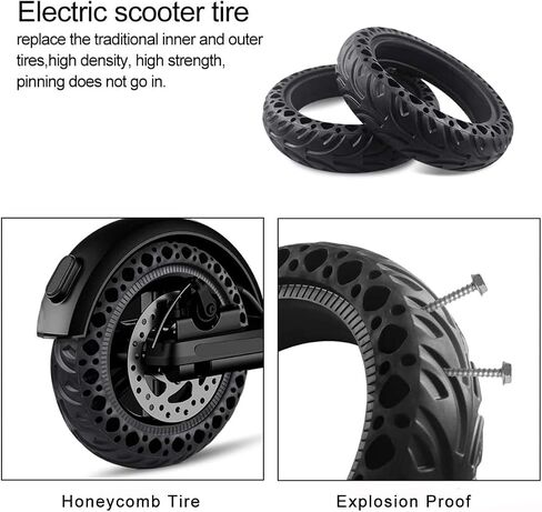 LML Solid Tire 8.5 x 2 Inches Electric M365 Scooter Tire Honeycomb Tire Design, 8.5In Rubber Solid Tire Front/Rear Tire, Replacement Wheels for Xiaomi Mijia M365 Electric Scooter in Saudi Arabia
