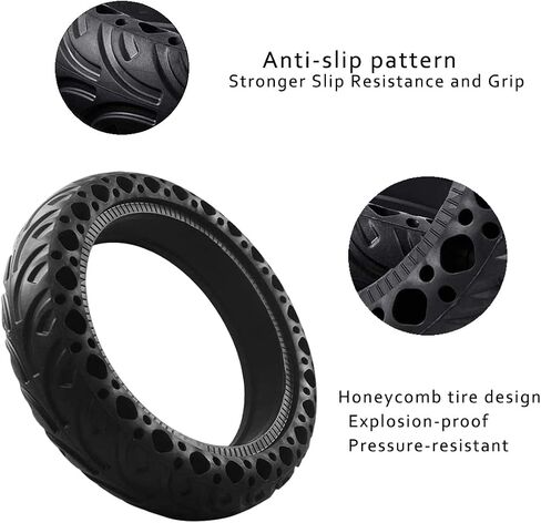 LML Solid Tire 8.5 x 2 Inches Electric M365 Scooter Tire Honeycomb Tire Design, 8.5In Rubber Solid Tire Front/Rear Tire, Replacement Wheels for Xiaomi Mijia M365 Electric Scooter in Saudi Arabia
