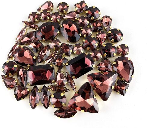 Worlds 50PC Mix Shapes Sew On Crystal Rhinestone Flatback Gold Claw Setting Glass Sew On Crystal Rhinestone for Clothes&Bags, Shoes,DIY Crafts 8mm~ 18mm(Black Diamond) in Saudi Arabia