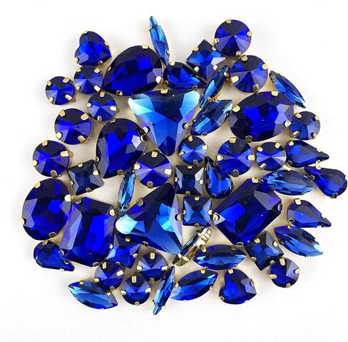 Worlds 50PC Mix Shapes Sew On Crystal Rhinestone Flatback Gold Claw Setting Glass Sew On Crystal Rhinestone for Clothes&Bags, Shoes,DIY Crafts 8mm~ 18mm(Black Diamond) in Saudi Arabia