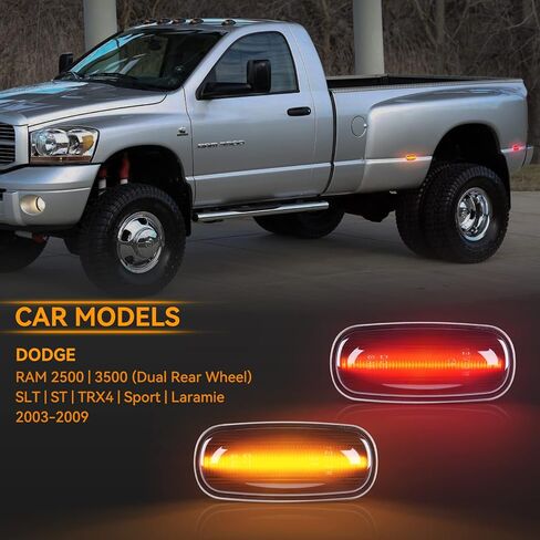 4Pcs LED Fender Side Marker Light Rear Bed side marker Lamp Assembly Compatible for 2003-2009 Dodge RAM 2500 3500 SLT ST TRX4 Sport Laramie Front/Rear Double Wheel Side Marker Light in Saudi Arabia