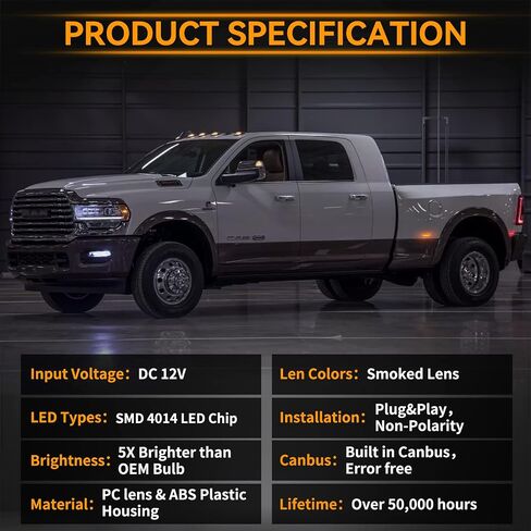 4Pcs LED Fender Side Marker Light Rear Bed side marker Lamp Assembly Compatible for 2003-2009 Dodge RAM 2500 3500 SLT ST TRX4 Sport Laramie Front/Rear Double Wheel Side Marker Light in Saudi Arabia