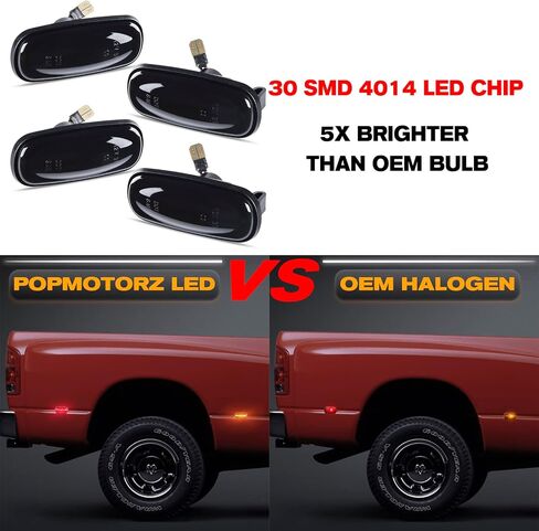 4Pcs LED Fender Side Marker Light Rear Bed side marker Lamp Assembly Compatible for 2003-2009 Dodge RAM 2500 3500 SLT ST TRX4 Sport Laramie Front/Rear Double Wheel Side Marker Light in Saudi Arabia