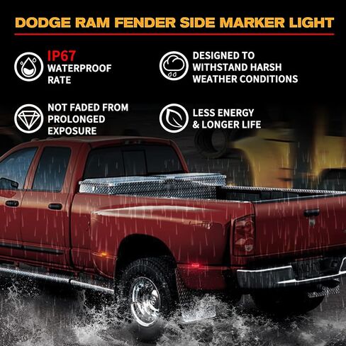 4Pcs LED Fender Side Marker Light Rear Bed side marker Lamp Assembly Compatible for 2003-2009 Dodge RAM 2500 3500 SLT ST TRX4 Sport Laramie Front/Rear Double Wheel Side Marker Light in Saudi Arabia
