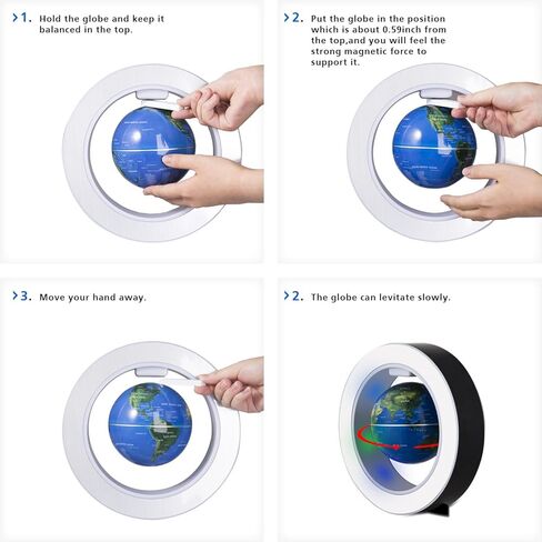 Senders Floating Globe with LED Lights Magnetic Levitation Floating Globe World Map for Desk Decoration (Blue) in Kuwait