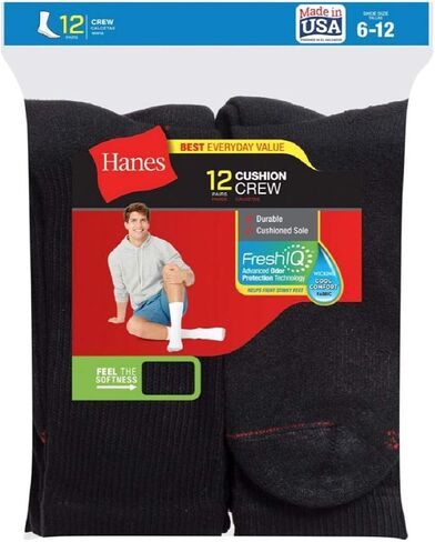 Hanes mens Ultimate Cushion Crew Socks in Saudi Arabia