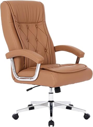 Leather Executive Office Chair with Arms and Wheels, High Back Ergonomic Computer Desk ChairAdjustable Height Swivel Office Desk Chair, 350LBS Capacity (Black) in Saudi Arabia
