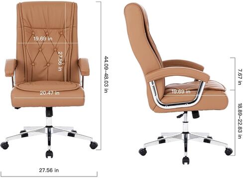 Leather Executive Office Chair with Arms and Wheels, High Back Ergonomic Computer Desk ChairAdjustable Height Swivel Office Desk Chair, 350LBS Capacity (Black) in Saudi Arabia