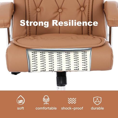Leather Executive Office Chair with Arms and Wheels, High Back Ergonomic Computer Desk ChairAdjustable Height Swivel Office Desk Chair, 350LBS Capacity (Black) in Saudi Arabia