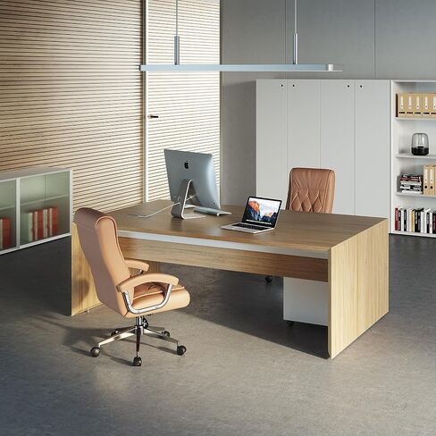 Leather Executive Office Chair with Arms and Wheels, High Back Ergonomic Computer Desk ChairAdjustable Height Swivel Office Desk Chair, 350LBS Capacity (Black) in Saudi Arabia