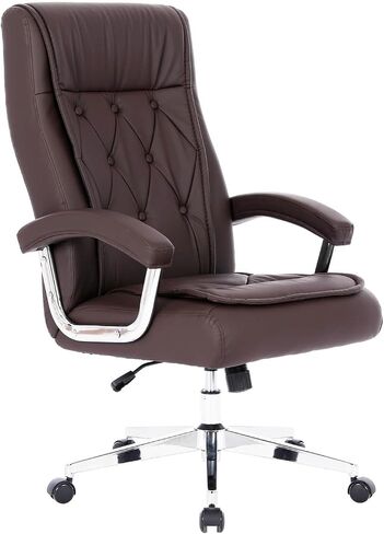 Leather Executive Office Chair with Arms and Wheels, High Back Ergonomic Computer Desk ChairAdjustable Height Swivel Office Desk Chair, 350LBS Capacity (Black) in Saudi Arabia