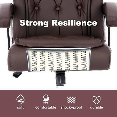 Leather Executive Office Chair with Arms and Wheels, High Back Ergonomic Computer Desk ChairAdjustable Height Swivel Office Desk Chair, 350LBS Capacity (Black) in Saudi Arabia