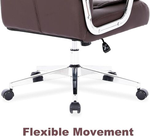 Leather Executive Office Chair with Arms and Wheels, High Back Ergonomic Computer Desk ChairAdjustable Height Swivel Office Desk Chair, 350LBS Capacity (Black) in Saudi Arabia