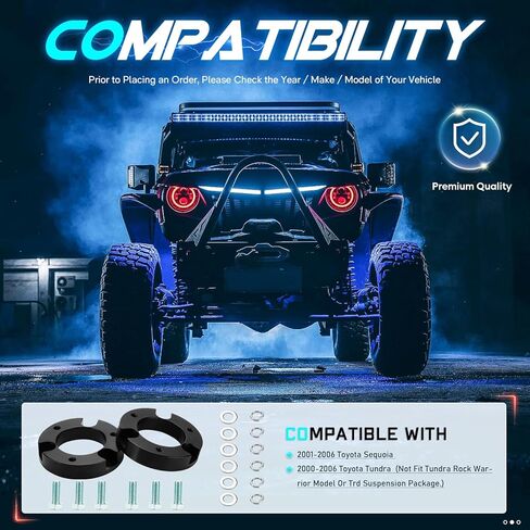 2" Front Leveling Lift Kit Compatible with 2001-2006 Toyota Sequoia, Raised by 2 inch Front Suspension Strut Spacers for 2000-2006 Toyota Tundra, Set of 2 in Saudi Arabia