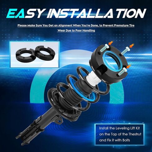2" Front Leveling Lift Kit Compatible with 2001-2006 Toyota Sequoia, Raised by 2 inch Front Suspension Strut Spacers for 2000-2006 Toyota Tundra, Set of 2 in Saudi Arabia