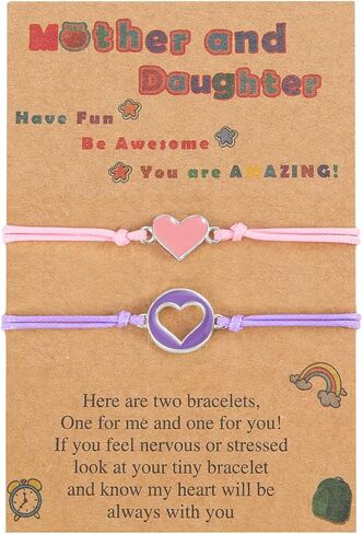 أساور الابنة، سوار العودة إلى المدرسة أنا وأمي، سوار سلسلة قابل للتعديل على شكل قلب مع سحر الفيل من الفولاذ المقاوم للصدأ، سوار اليوم الأول من المدرسة للفتيات المراهقات in Kuwait