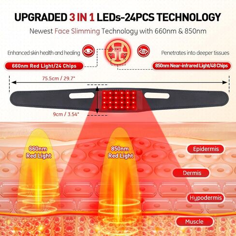 Red Light Therapy for Neck, 660nm Red Light and 850nm Near Infrared Light Therapy Belt for Body Shoulder Chin Neck Hand Wrist with Timer Wearable Red Light Therapy Wrap Chin Strap Unisex in Saudi Arabia