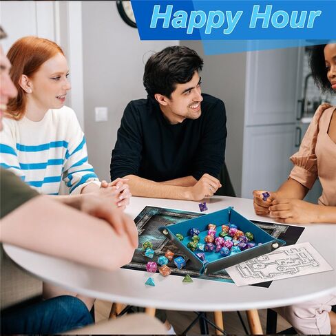 مجموعة نرد متعددة السطوح 42 قطعة، 6 ألوان نرد DND مع علبة بلاستيكية محمولة وصينية جلدية مخملية للعب دور الزنزانات والتنينات، ألعاب طاولة D&D RPG MTG، الحفلات in Kuwait