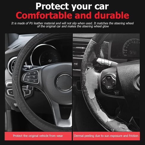 Car Steering Wheel Cover, PU Leather Steering Wheel Protector, Non-Slip Elastic Stretch Breathable, Auto Interior Covering Accessories, Universal 15 Inch, Fit for Trucks, SUV, Van (Beige) in Saudi Arabia